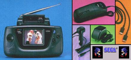 Sega Game Gear con adaptador TV, pack baterias,cable conexion, Fuente alimentacion y adaptador de coche